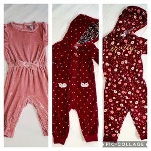 3 baby girl jumpsuits, size 9mo, (lot of 3), likenew all worn maybe once.